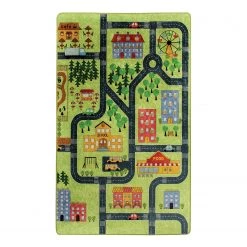 Top Square Tapis enfant Small Town - Velours - Vert
