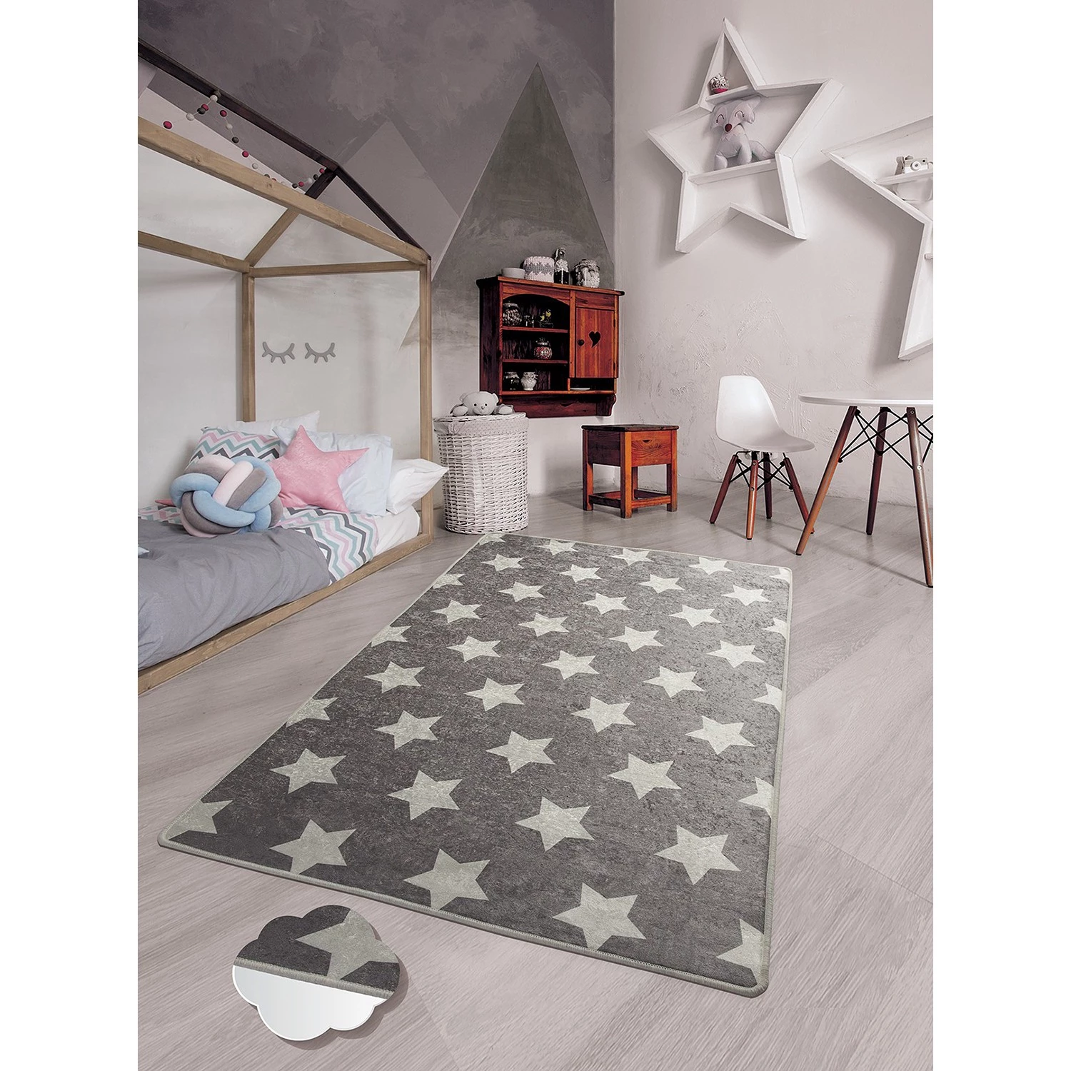 Top Square Tapis enfant Yildiz - Velours - Gris 4 Top Square Tapis enfant Yildiz - Velours - Gris – Image 2