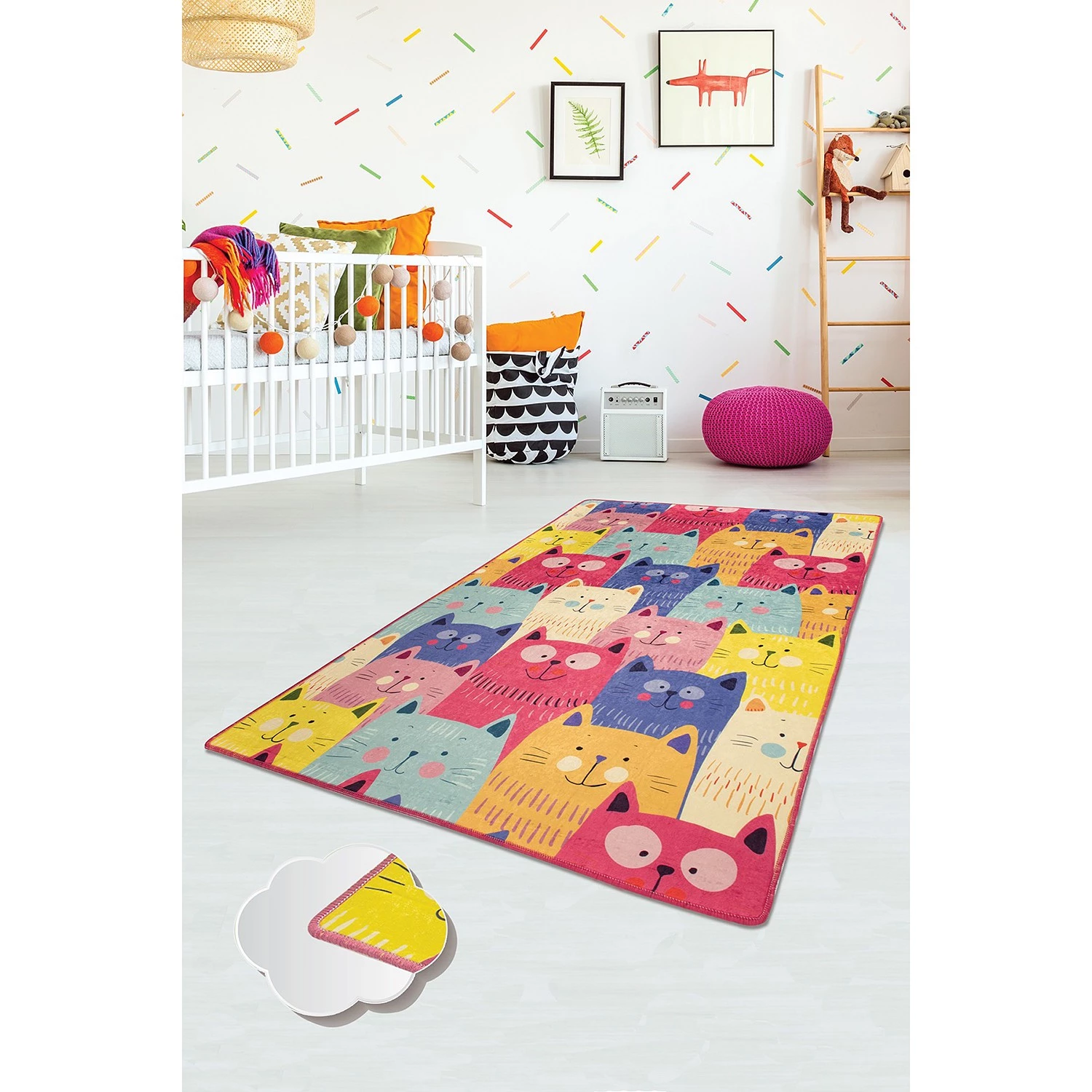 Top Square Tapis enfant Cats - Velours - Multicolore - 140 x 190 cm 4 Top Square Tapis enfant Cats - Velours - Multicolore - 140 x 190 cm – Image 2