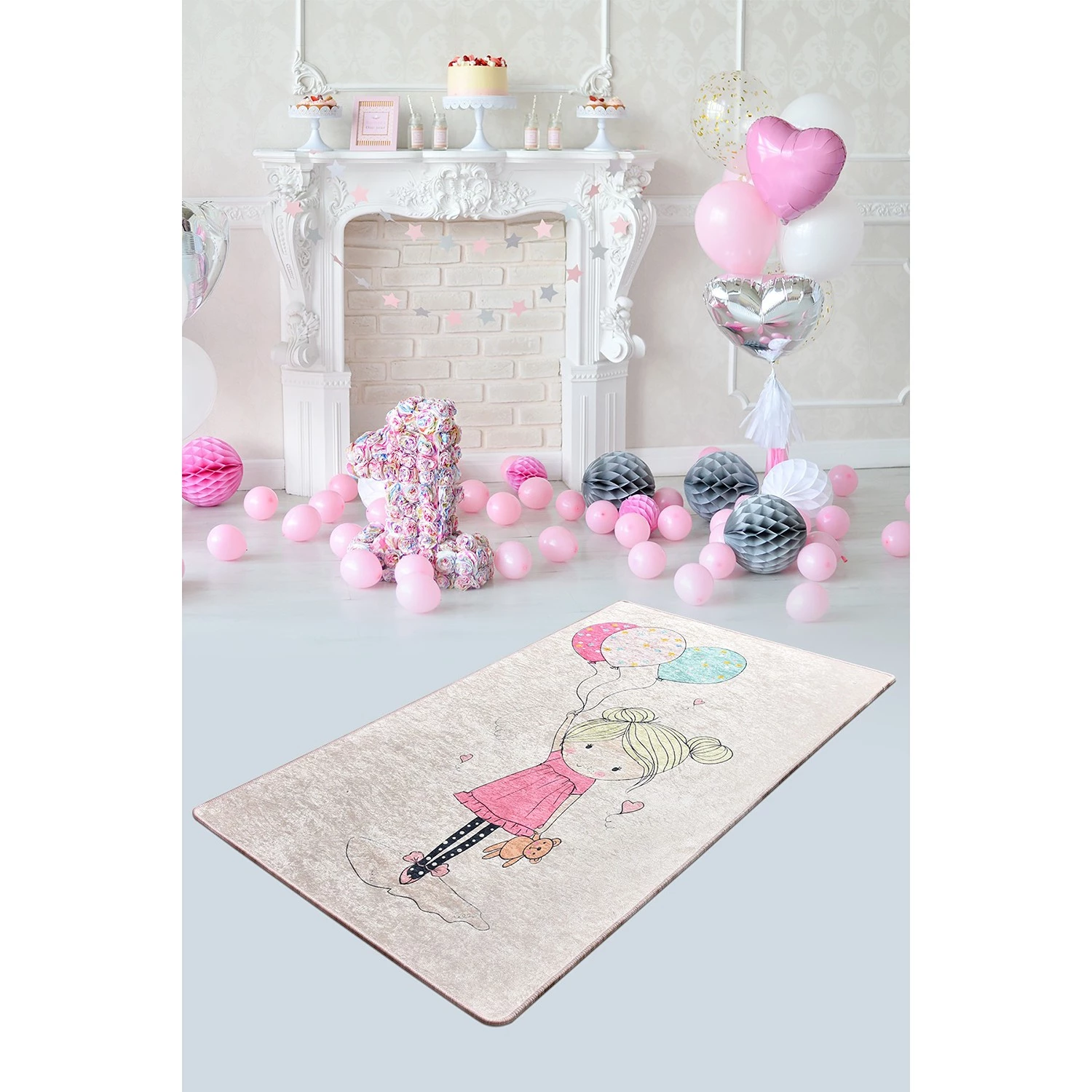 Top Square Tapis enfant Little Girl - Velours / Polyester - Multicolore 4 Top Square Tapis enfant Little Girl - Velours / Polyester - Multicolore – Image 2