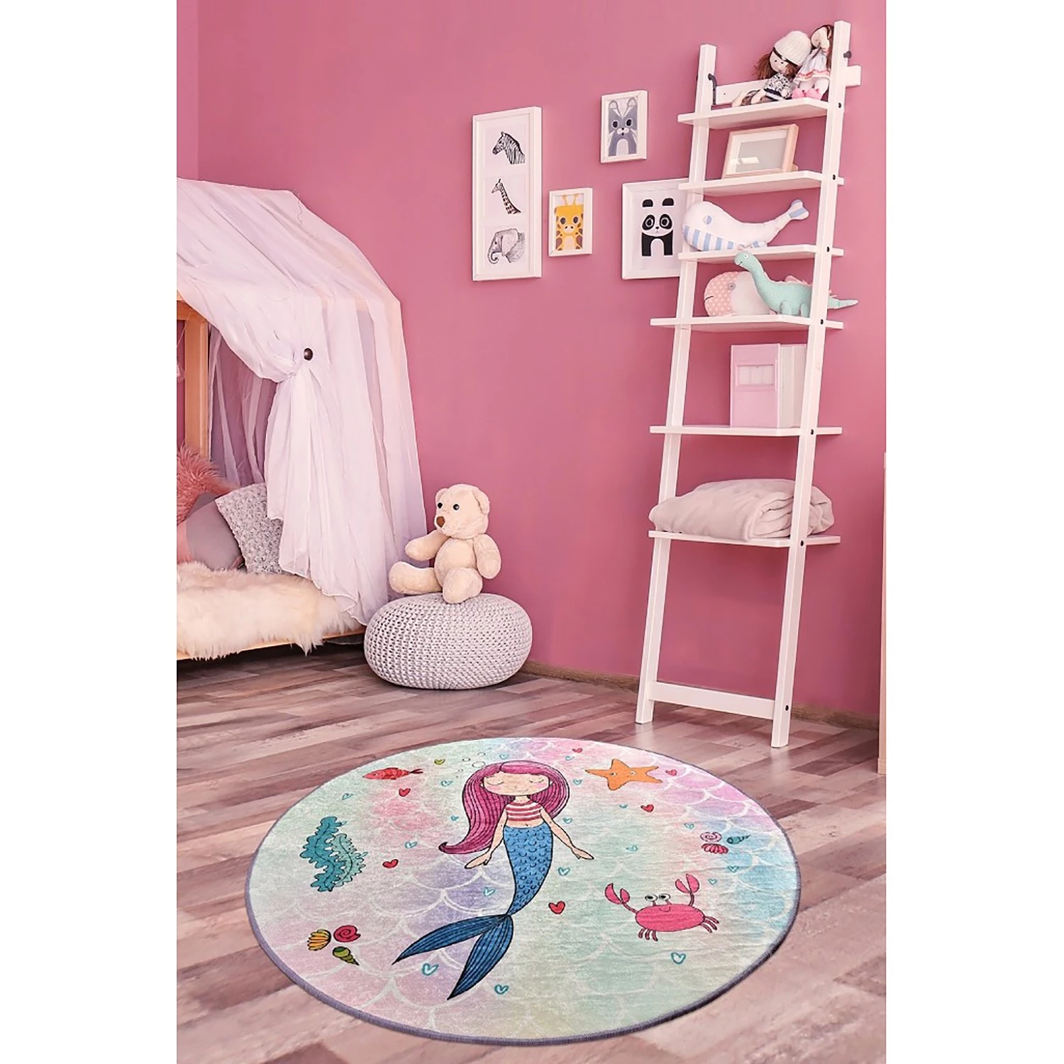 Top Square Tapis enfant Mermaid - Velours / Polyester - Multicolore 4 Top Square Tapis enfant Mermaid - Velours / Polyester - Multicolore – Image 2