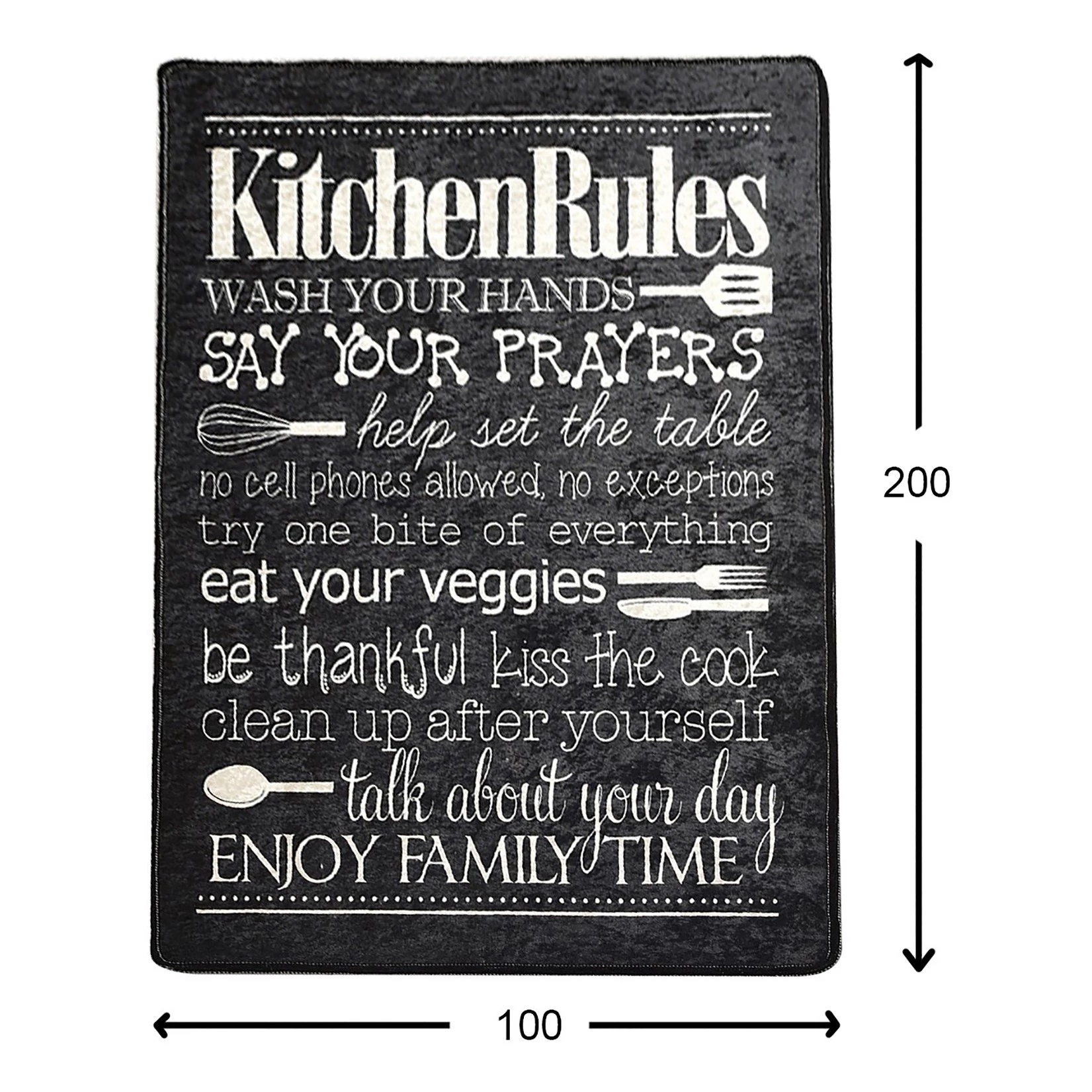 Top Square Tapis Kitchen - Velours / Polyester - Noir 6 Top Square Tapis Kitchen - Velours / Polyester - Noir – Image 4