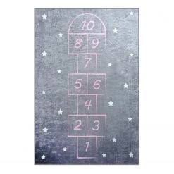 Top Square Tapis enfant Hopscotch - Velours - Gris - 100 x 160 cm
