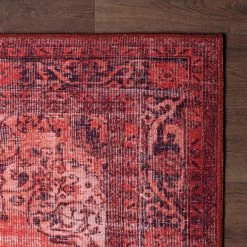 Top Square Tapis Perkam - Polyester - Rouge -Tapis Soldes Boutique 1000329929 220307 030 DETAILS P000000001000329929