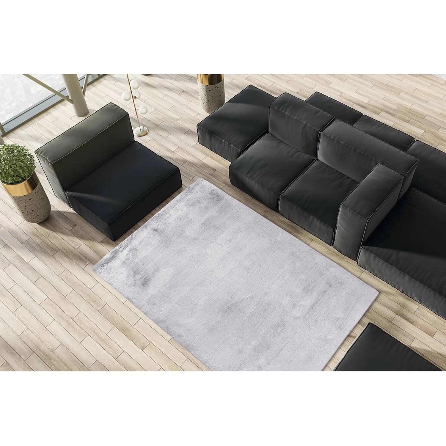 INSTYLE by Kayoom Tapis épais Saika 100 - Polyester PVC - Anthracite - 120 x 170 cm 4 INSTYLE by Kayoom Tapis épais Saika 100 - Polyester PVC - Anthracite - 120 x 170 cm – Image 2
