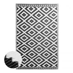 Butlers Tapis extérieur COLOUR CLASH ETHNO III - Polypropylène / Matériaux recyclés - Noir / Blanc - 118 x 180 cm