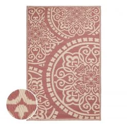 Butlers Tapis int. / ext. COLOUR CLASH FLORAL - Polypropylène / Matériaux recyclés - Rouge clair / Crème