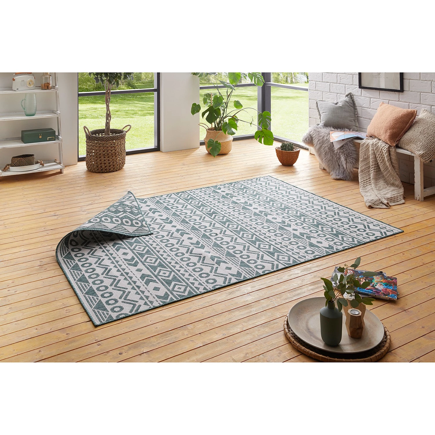 Top Square Tapis de couloir int. / ext. Gundagai - Polypropylène - Vert 4 Top Square Tapis de couloir int. / ext. Gundagai - Polypropylène - Vert – Image 2