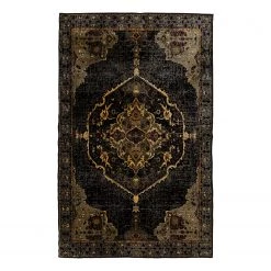Kare Design Tapis Ornamento - Peau de vache / Viscose - Noir / Multicolore