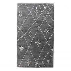 Kare Design Tapis épais Art Signs - Polyester / Coton - Gris / Blanc