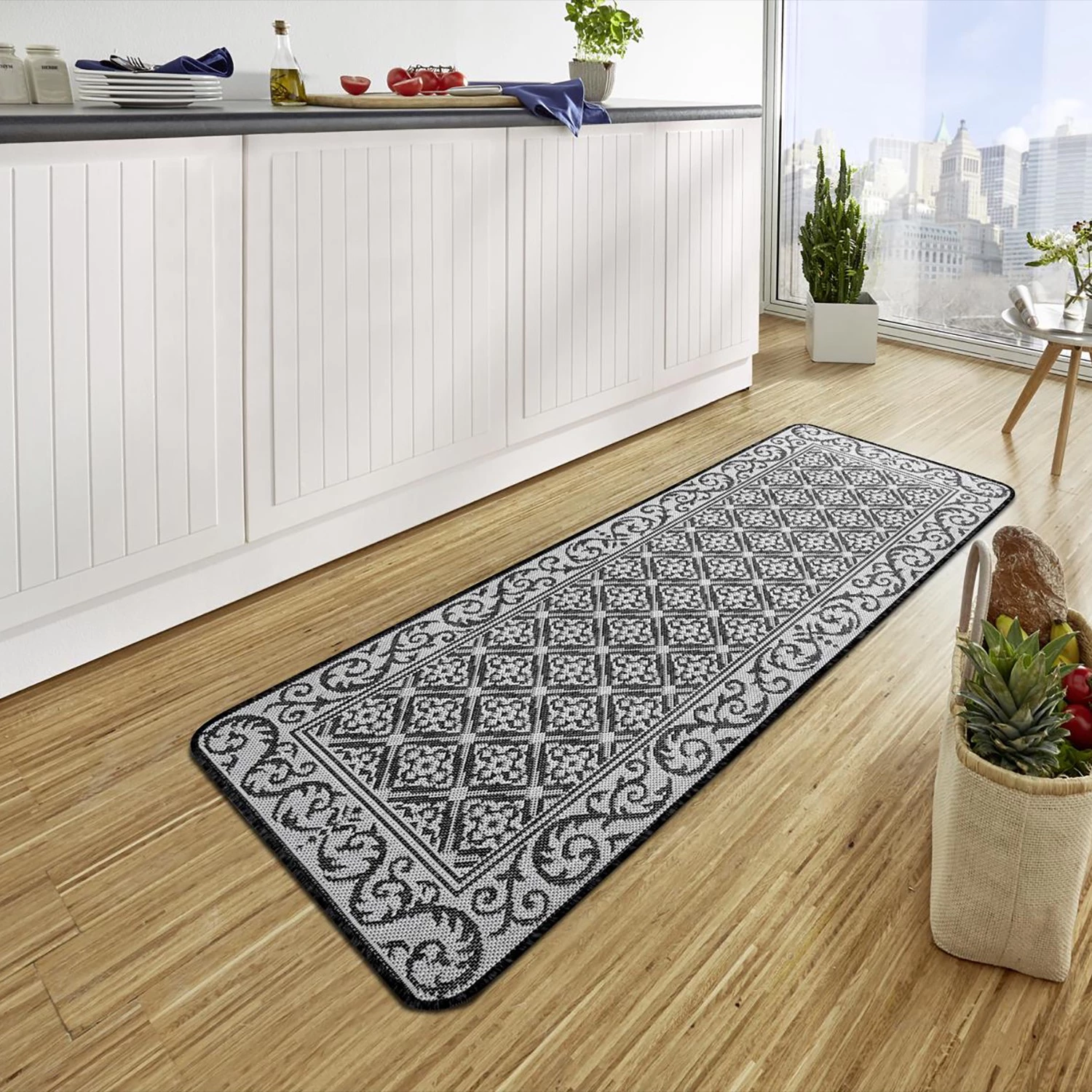 Hanse Home Tapis de cuisine Romb - Polypropylène - Anthracite / Crème 4 Hanse Home Tapis de cuisine Romb - Polypropylène - Anthracite / Crème – Image 2