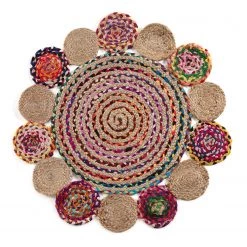 Top Square Tapis Ginnis - Jute / Coton - Multicolore