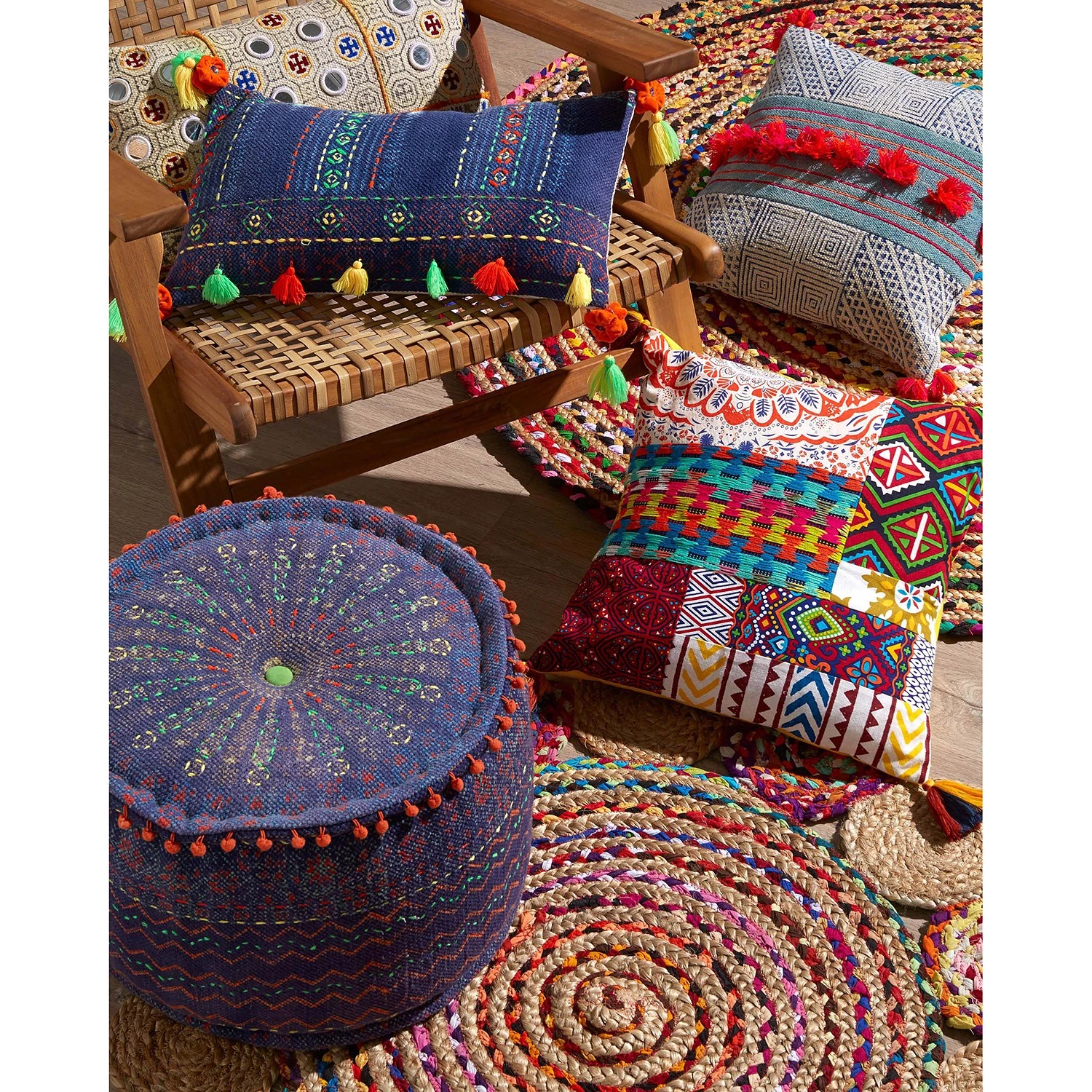 Top Square Tapis Ginnis - Jute / Coton - Multicolore 5 Top Square Tapis Ginnis - Jute / Coton - Multicolore – Image 3