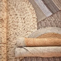 Top Square Tapis en laine Takashi - Laine - Naturel - Diamètre : 150 cm -Tapis Soldes Boutique 1000352235 220609 040 DETAILS P000000001000352235