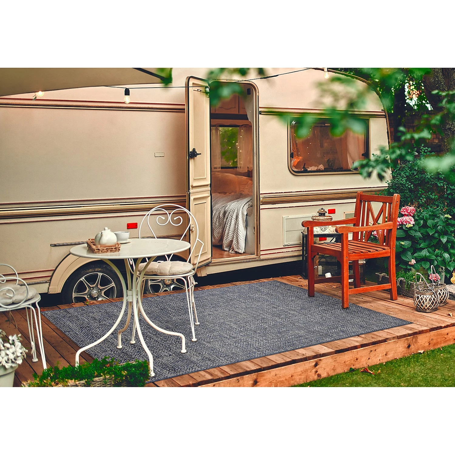 Andiamo Tapis Clyde II - Polypropylène - Bleu / Beige - 200 x 285 cm 4 Andiamo Tapis Clyde II - Polypropylène - Bleu / Beige - 200 x 285 cm – Image 2