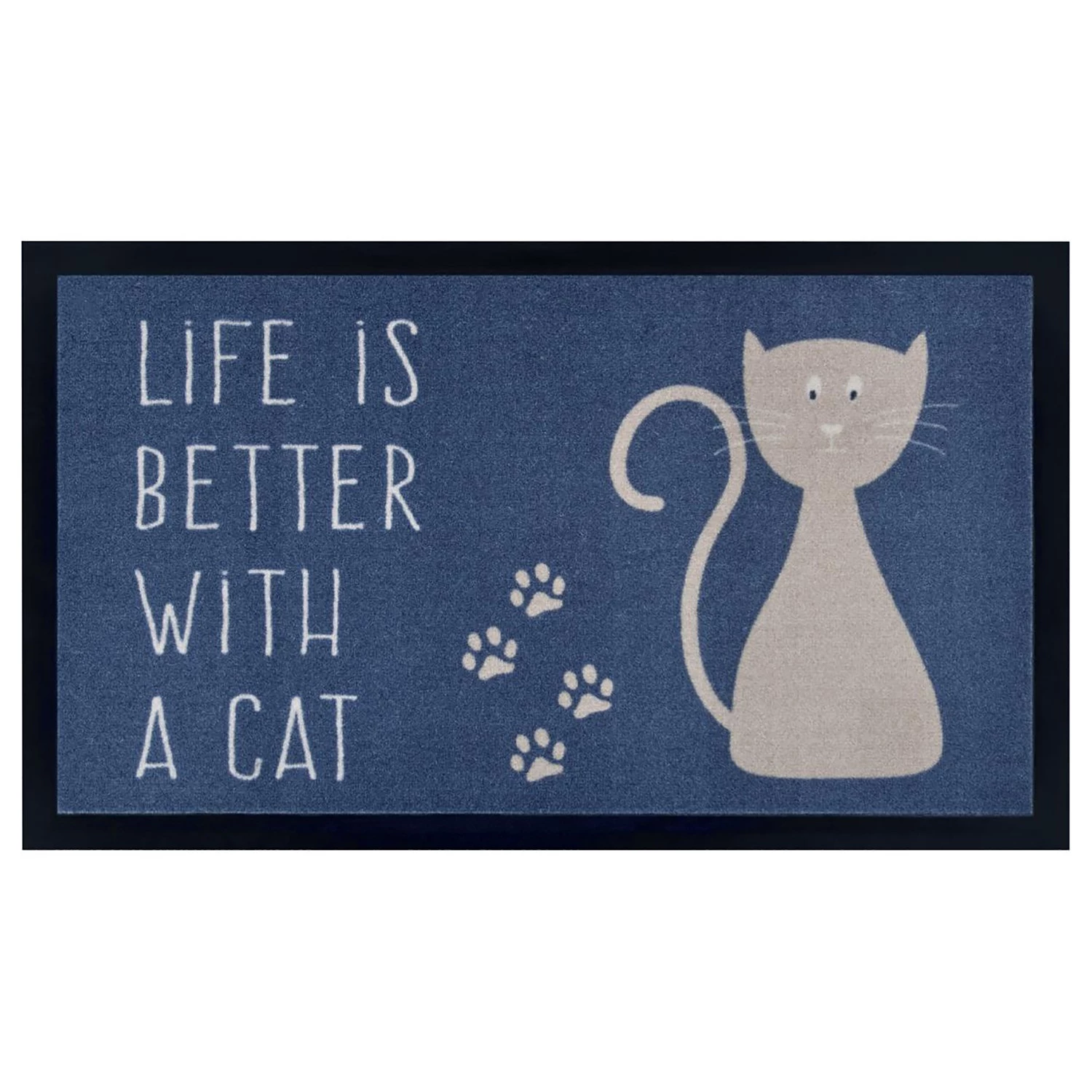 Top Square Paillasson Life is better with a Cat - Polyamide - Bleu 3 Top Square Paillasson Life is better with a Cat - Polyamide - Bleu
