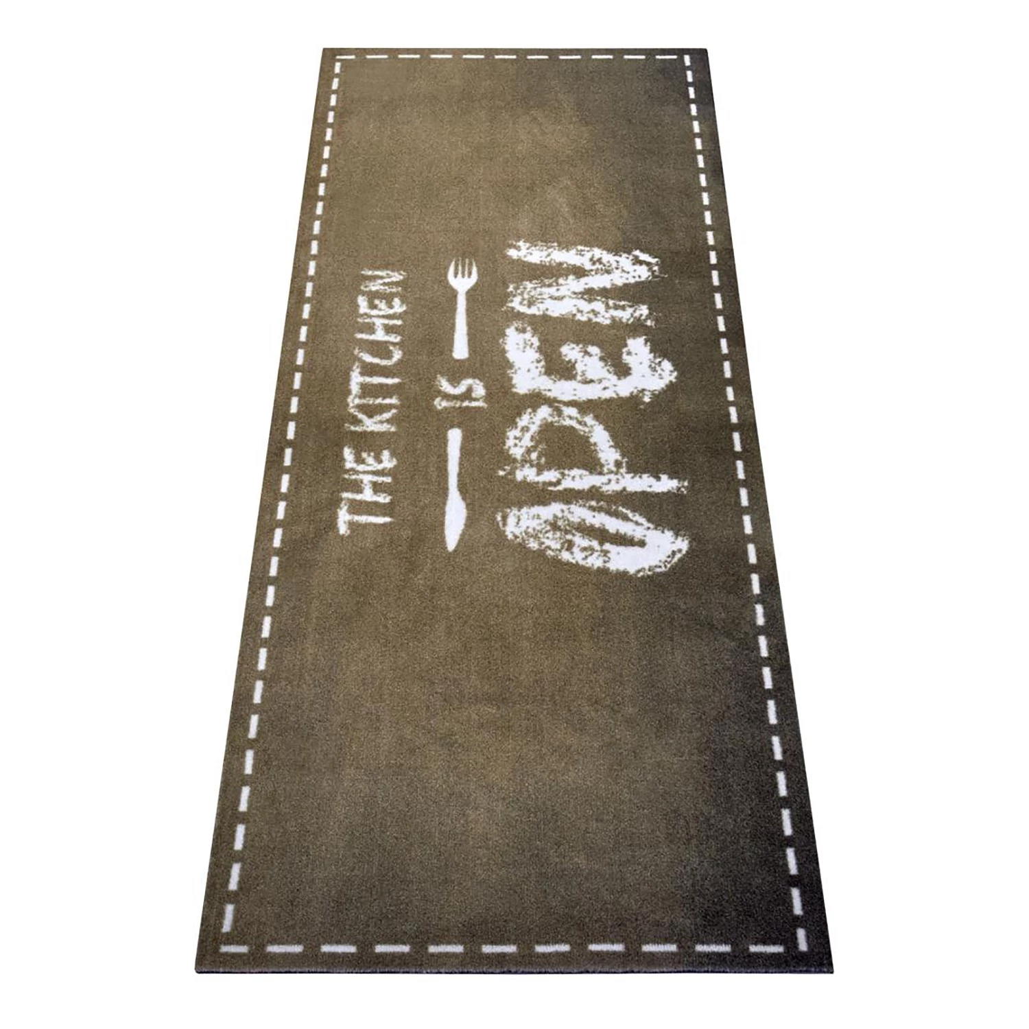 Zala Living Tapis de cuisine The Kitchen is Open - Polyamide - Marron 5 Zala Living Tapis de cuisine The Kitchen is Open - Polyamide - Marron – Image 3