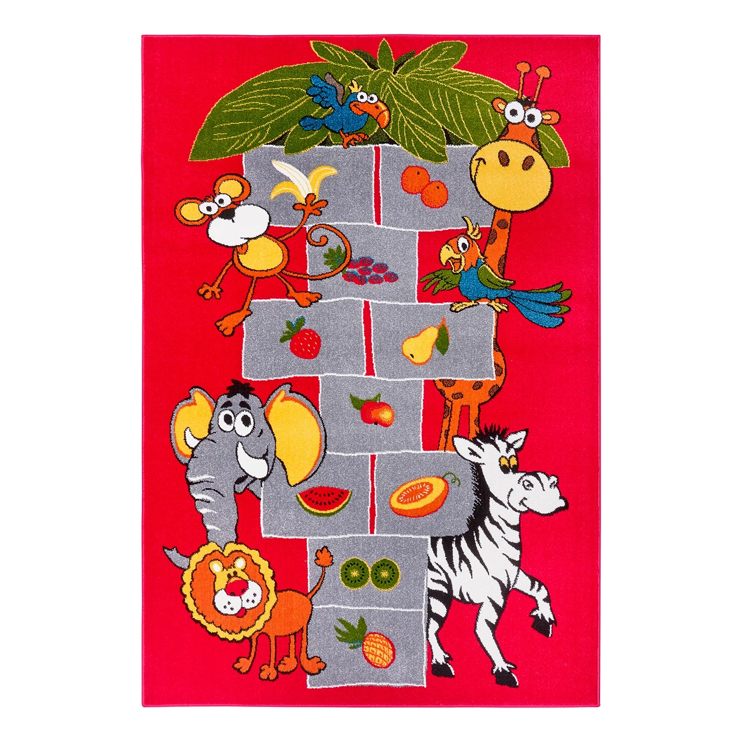 Hanse Home Tapis enfant / couloir Jungle Jump - Polypropylène thermobouclé - Rouge / Gris 3 Hanse Home Tapis enfant / couloir Jungle Jump - Polypropylène thermobouclé - Rouge / Gris