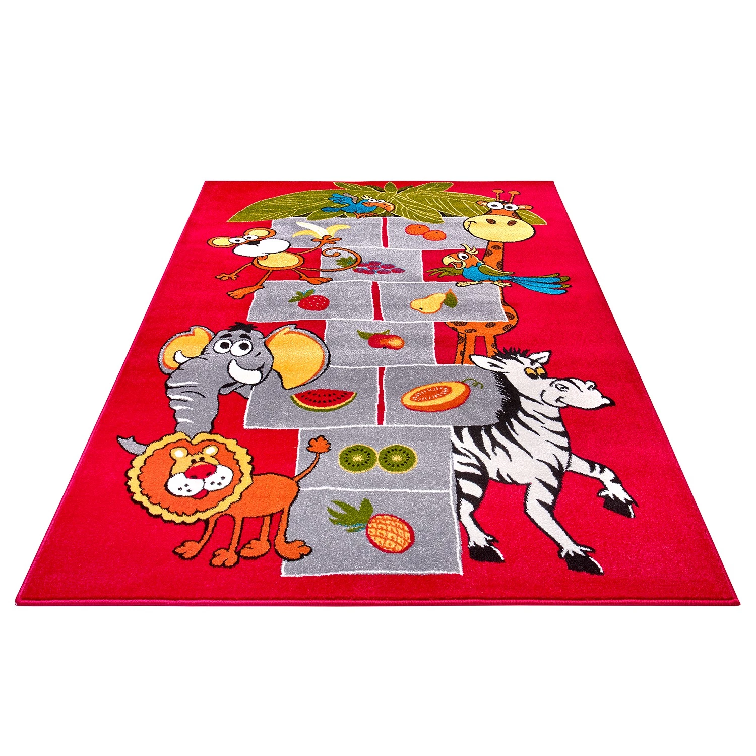Hanse Home Tapis enfant / couloir Jungle Jump - Polypropylène thermobouclé - Rouge / Gris 5 Hanse Home Tapis enfant / couloir Jungle Jump - Polypropylène thermobouclé - Rouge / Gris – Image 3