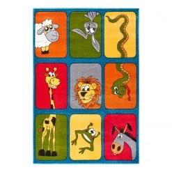 Hanse Home Tapis enfant Zoo Buddies - Polypropylène thermobouclé - Bleu - 120 x 170 cm