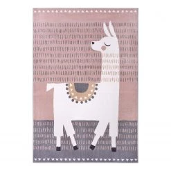 Hanse Home Tapis enfant Alpaca Dolly - Polypropylène thermobouclé - Gris / Rose vif - 160 x 230 cm