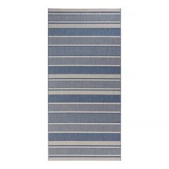 Northrugs Tapis intérieur/extérieur Strap - Fibre synthétique - Crème / Bleu marine