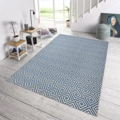 Northrugs Tapis intérieur/extérieur Karo - Fibre synthétique - Bleu ciel -Tapis Soldes Boutique in outdoor teppich karo kunstfaser himmelblau 80 x 150 cm 4445600