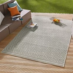 Northrugs Tapis intérieur/extérieur Raute - Blanc gris - 80 x 150 cm 13 Northrugs Tapis intérieur/extérieur Raute - Blanc gris - 80 x 150 cm -Tapis Soldes Boutique in outdoor teppich raute kunstfaser grau weiss 80 x 150 cm 4445628