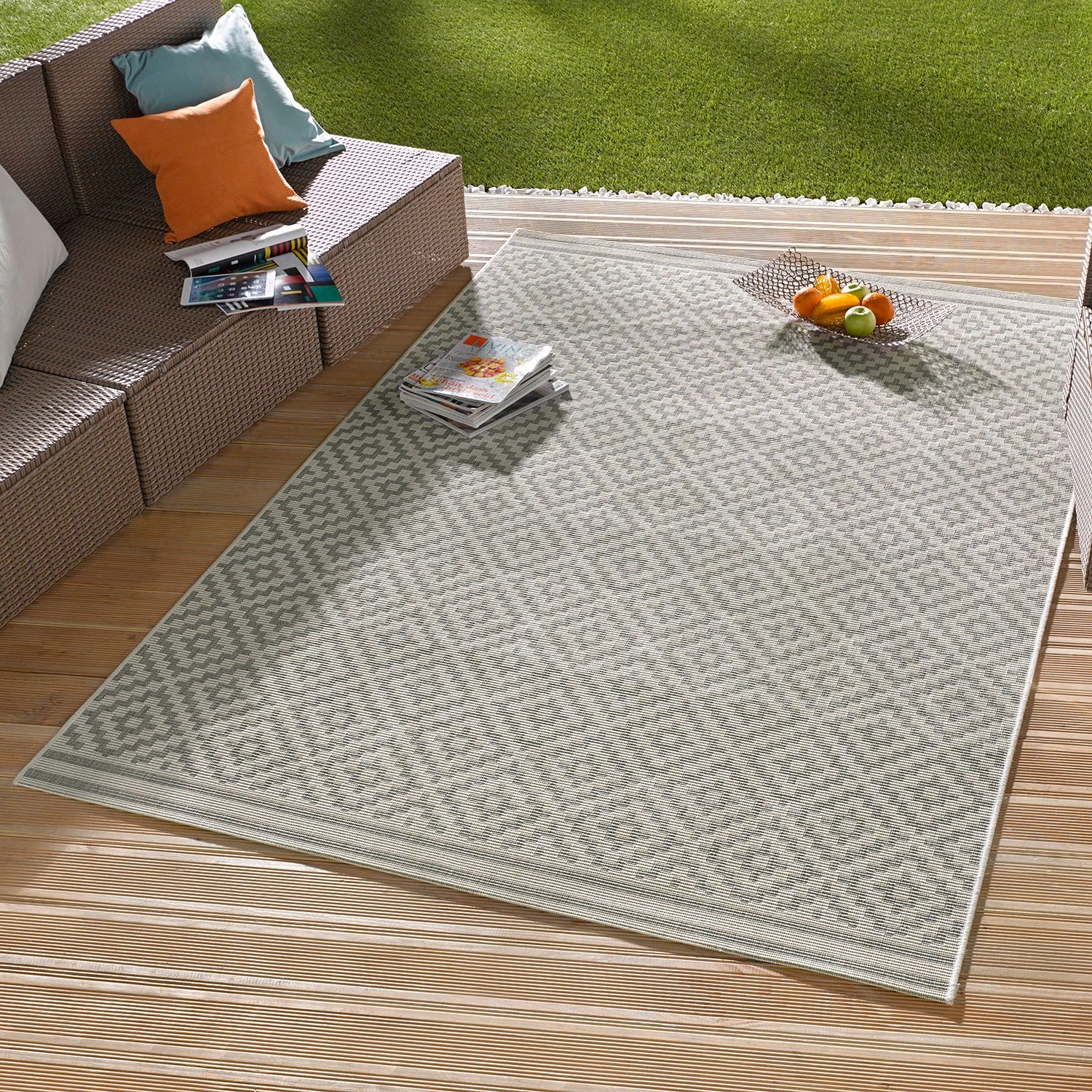 Northrugs Tapis intérieur/extérieur Raute - Blanc gris - 80 x 150 cm 8 Northrugs Tapis intérieur/extérieur Raute - Blanc gris - 80 x 150 cm – Image 6