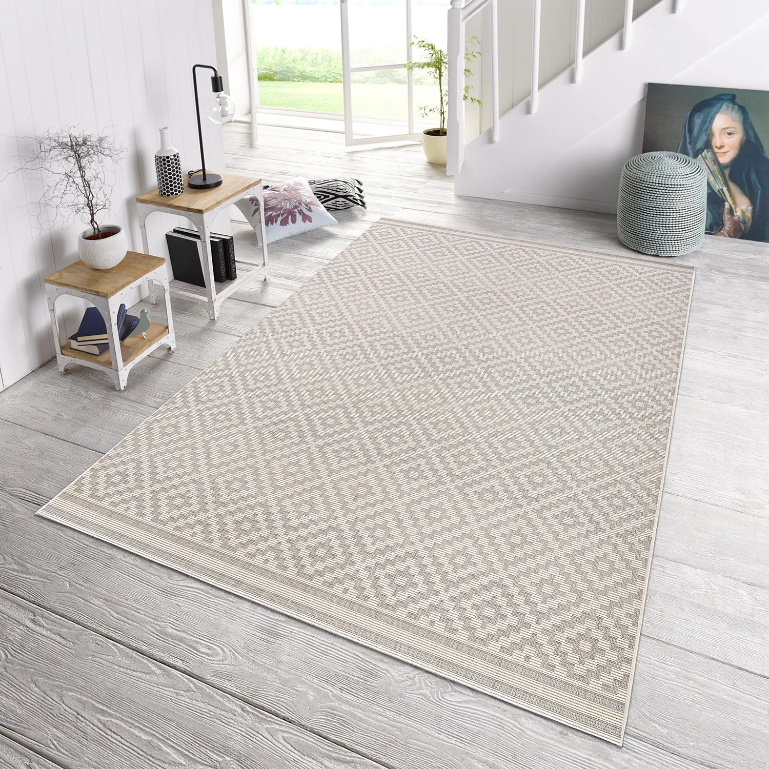 Northrugs Tapis intérieur/extérieur Raute - Blanc gris - 80 x 150 cm 4 Northrugs Tapis intérieur/extérieur Raute - Blanc gris - 80 x 150 cm – Image 2