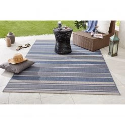 Northrugs Tapis intérieur/extérieur Strap - Fibre synthétique - Crème / Bleu marine 9 Northrugs Tapis intérieur/extérieur Strap - Fibre synthétique - Crème / Bleu marine -Tapis Soldes Boutique in outdoor teppich strap kunstfaser creme marineblau 80 x 150 cm 4445060