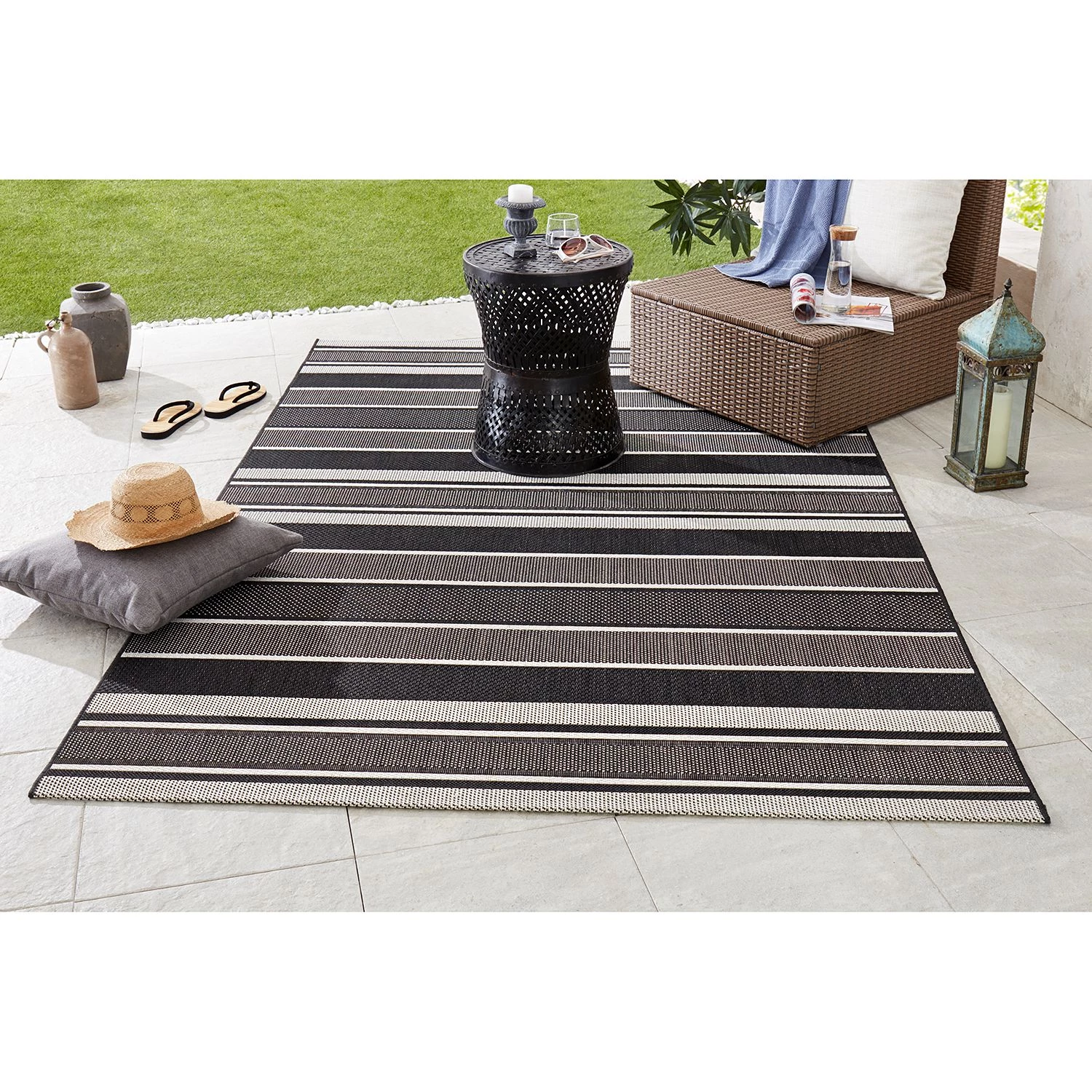 Northrugs Tapis intérieur/extérieur Strap - Noir / Gris - 200 x 290 cm 7 Northrugs Tapis intérieur/extérieur Strap - Noir / Gris - 200 x 290 cm – Image 5