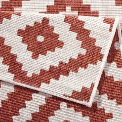 Northrugs Tapis intérieur/extérieur Luqa - Marron chevreuil - 200 x 290 cm -Tapis Soldes Boutique in outdoorteppich malta kunstfaser creme orange 160 x 230 cm 4811604