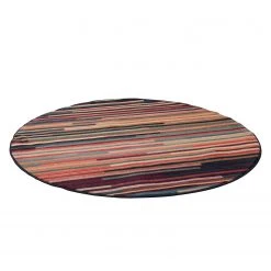 THEKO die markenteppiche Tapis à poils courts Gabiro Strip Round - Fibres synthétiques - Ø 150 cm -Tapis Soldes Boutique kurzflorteppich gabiro round strip kunstfaser mehrfarbig 150 cm 5001668