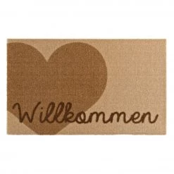 Zala Living Paillasson Herz Willkommen - Sable / Caramel