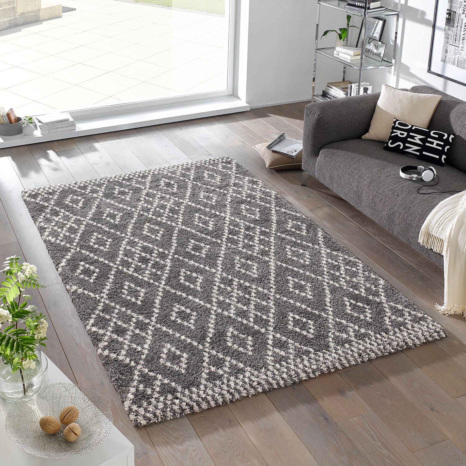 Mint Rugs Tapis épais Chess - Fibres synthétiques - Gris / Crème 4 Mint Rugs Tapis épais Chess - Fibres synthétiques - Gris / Crème – Image 2
