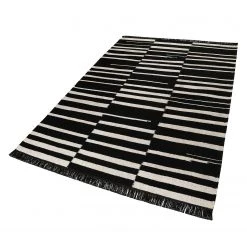 Carpets&co Tapis Skid Marks (tissé à la main) - Noir / Crème - 130 x 190 cm -Tapis Soldes Boutique teppich skid marks naturfaser schwarz creme 130 x 190 cm 4581728