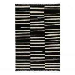 Carpets&co Tapis Skid Marks (tissé à la main) - Noir / Crème - 130 x 190 cm