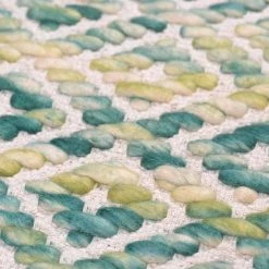 Tom Tailor Tapis Smooth Comfort Diamond - Laine vierge / Coton - Vert / Beige - 140 x 200 cm -Tapis Soldes Boutique teppich smooth comfort i jute baumwollstoff 4560112