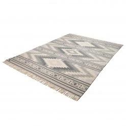 Tom Tailor Tapis Vintage Kelim II (tissé à la main) - Tissu mélangé - Gris / Crème - 140 x 200 cm -Tapis Soldes Boutique teppich vitage kelim ii wolle 4560240