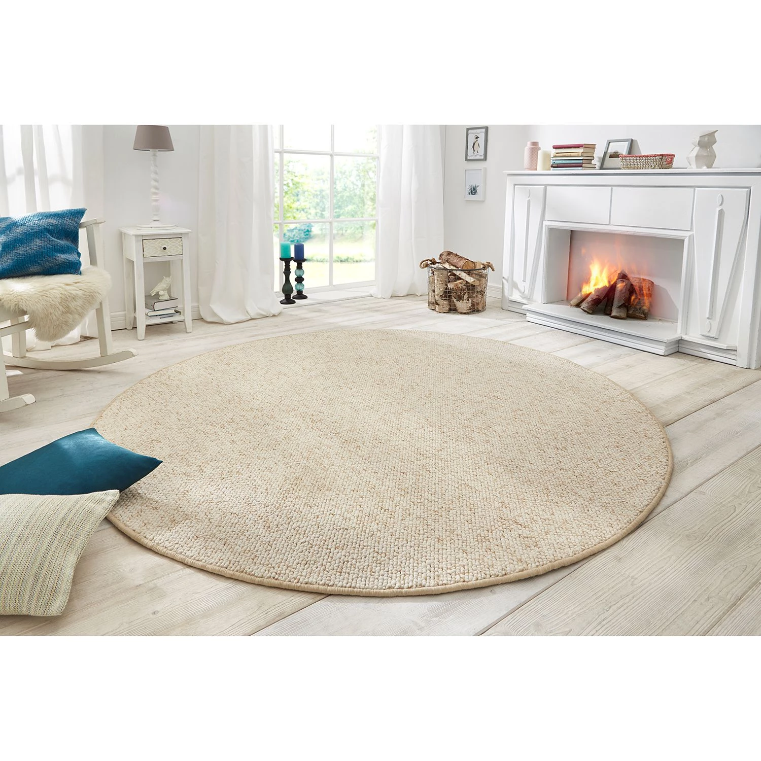 BT Carpet Tapis à poils courts Wolly II - Beige - Ø 133 cm 4 BT Carpet Tapis à poils courts Wolly II - Beige - Ø 133 cm – Image 2
