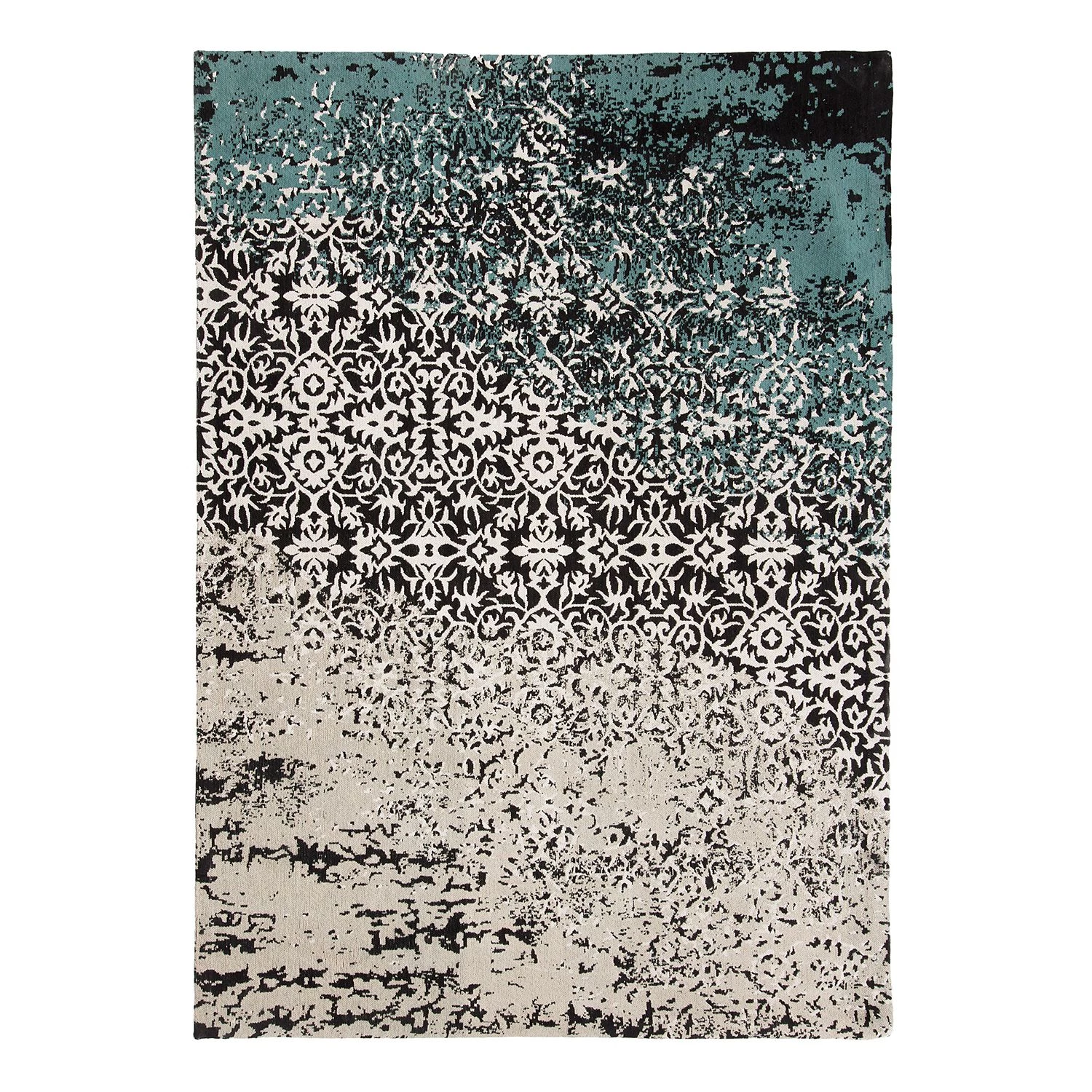 Ars manufacti Tapis vintage Agne - Tissu mélangé - Blanc cassé / Bleu pétrole 3 Ars manufacti Tapis vintage Agne - Tissu mélangé - Blanc cassé / Bleu pétrole